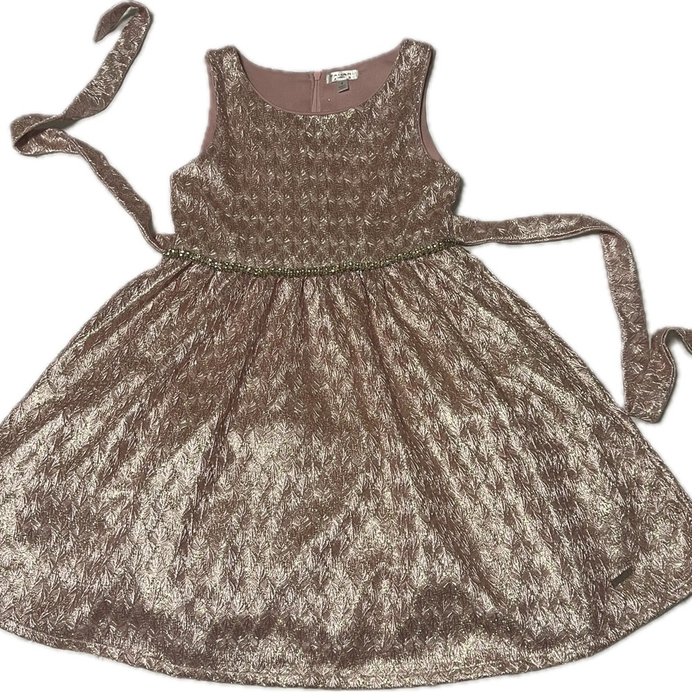 Tahari girl sleeveless pink glitter Dress Girl Size 4